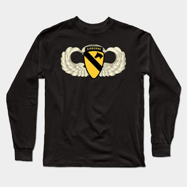 1st Cavalry Div Airborne w Basic Airborne Badge wo Txt Long Sleeve T-Shirt by twix123844